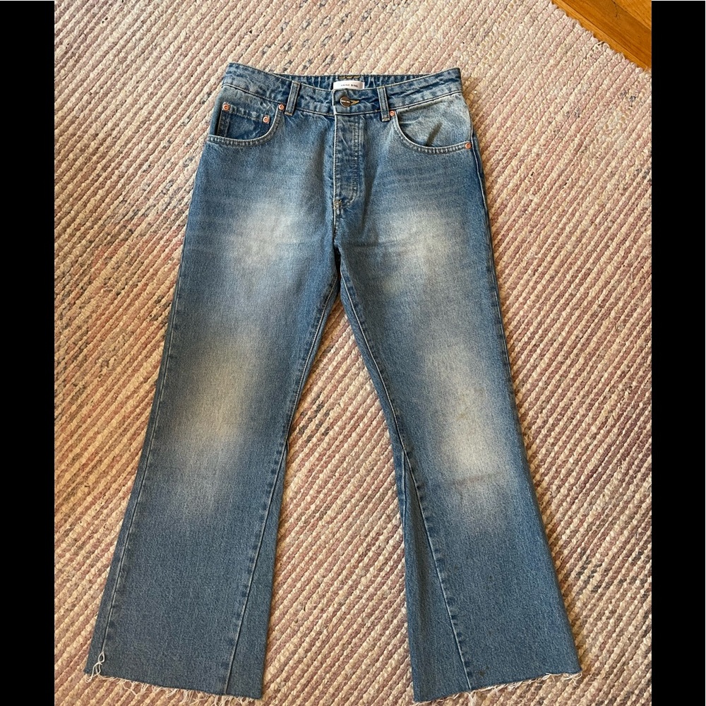 Anine Bing cropped kick flare denim jeans size 27